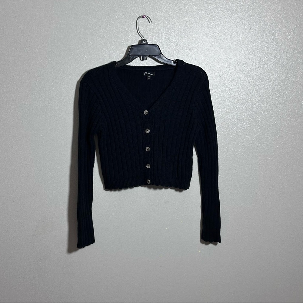 Art Class Kids Girl Black Ribbed Button-Up Cardigan Knit size XL(14)